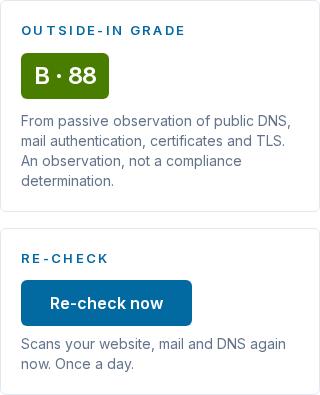 The grade card on My grade, and under it the Re-check panel with its Re-check now button